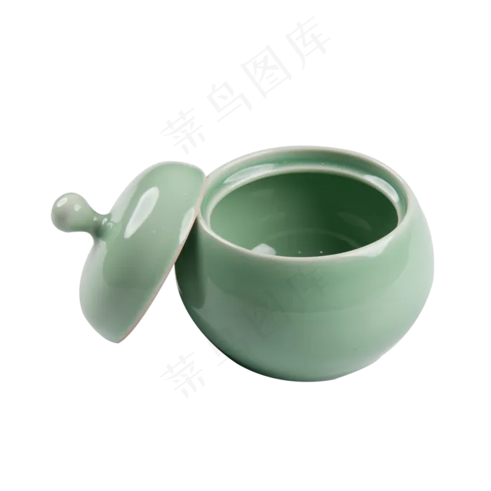 绿色陶瓷调料罐,免抠元素(2000*2000px 300 dpi )