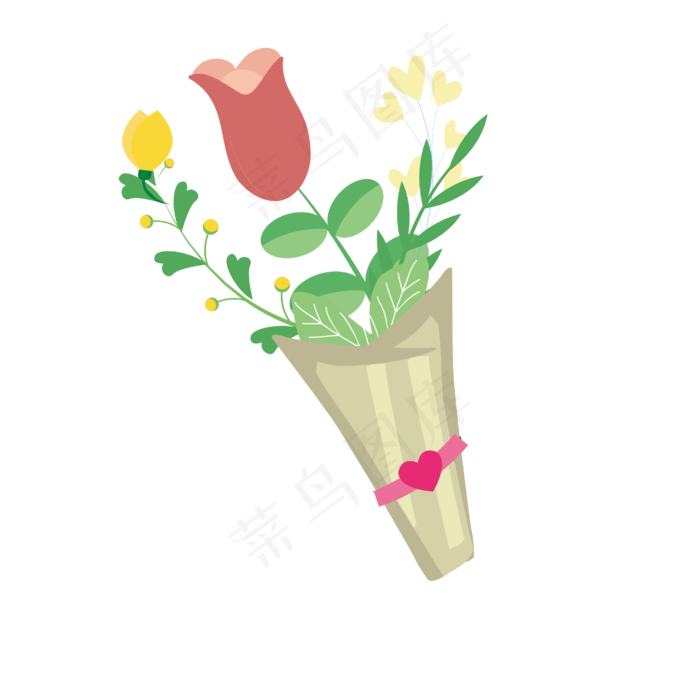 矢量手绘卡通花束(4167*4167px 300 dpi )ai矢量模版下载