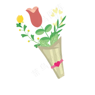 矢量手绘卡通花束