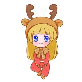 圣诞节平安夜麋鹿装扮女孩可爱手,免抠元素