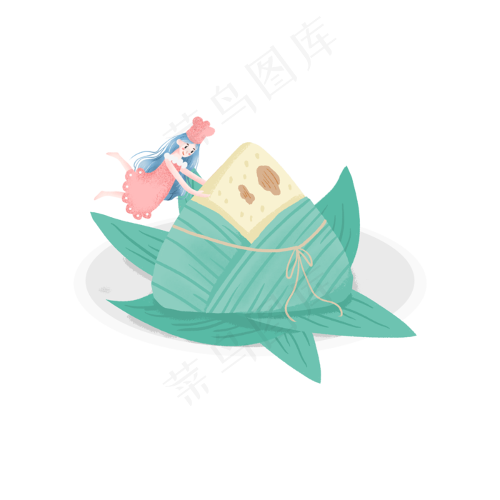 端午节抱着粽子的女孩