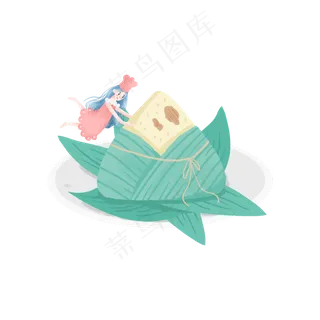 端午节抱着粽子的女孩