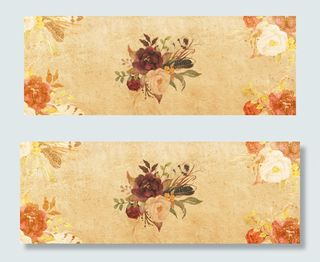 手绘古韵花卉banner