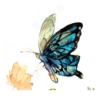 蝴蝶翅膀透明蓝色唯美PNG,免抠元素