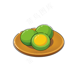 手绘青团清明节素材