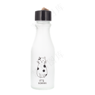 白色可爱小猫瓶子元素