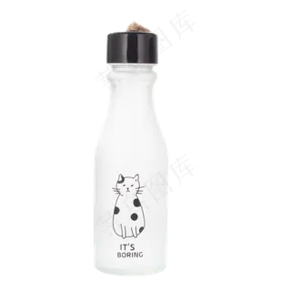 白色可爱小猫瓶子元素 白色可爱小猫瓶子元素