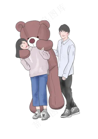 520手绘情侣和大熊