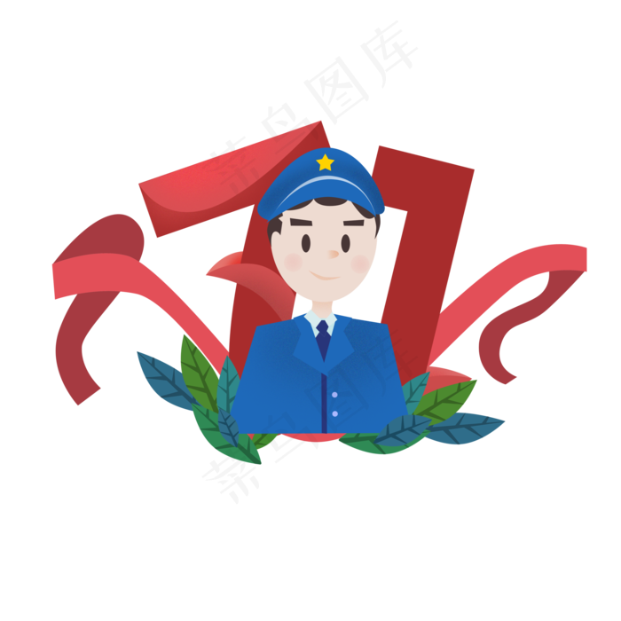 7月1日建党节手绘军人