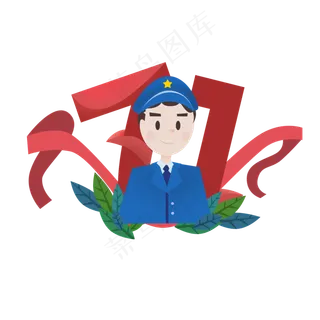 7月1日建党节手绘军人