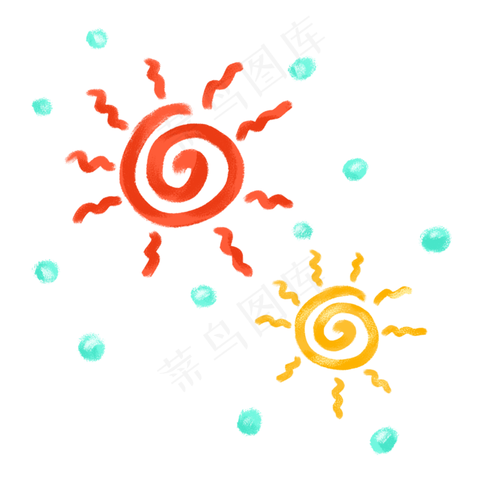 蜡笔风格太阳PNG免抠图(2000X2000(DPI:300))psd模版下载