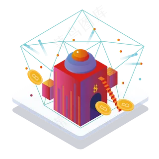 2.5D金融贸易技术场景,免抠元素