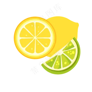 矢量新鲜柠檬橘子水果素材