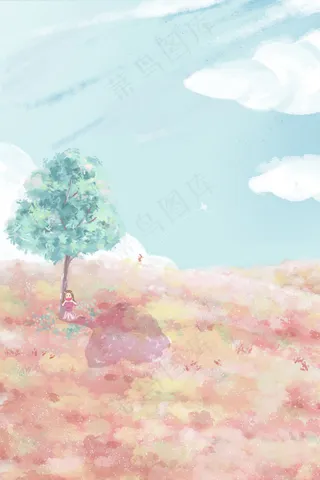 夏天小清新立夏西瓜花配图