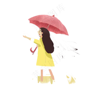 卡通打伞的女孩下载