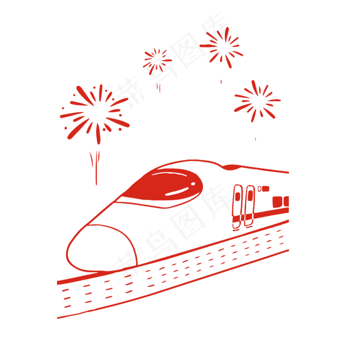 矢量手绘卡通火车,免抠元素(4167*4167px)ai矢量模版下载
