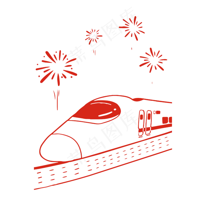 矢量手绘卡通火车,免抠元素(4167*4167px)ai矢量模版下载