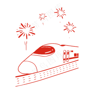 矢量手绘卡通火车,免抠元素