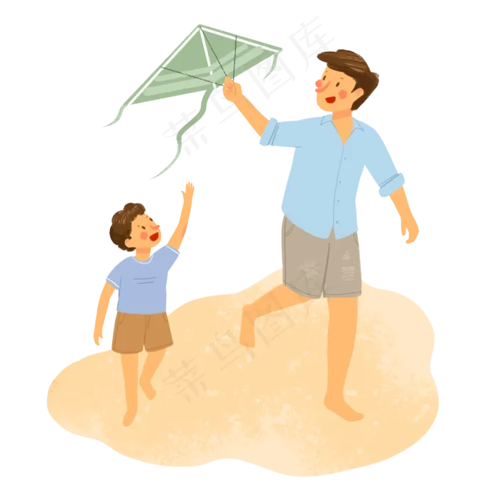 父亲节和儿子一起放风筝玩耍的父(2000X2000(DPI:300))psd模版下载