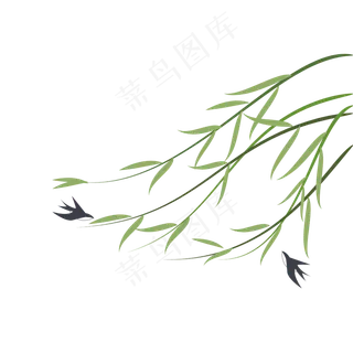 柳条柳枝燕子春天,免抠元素