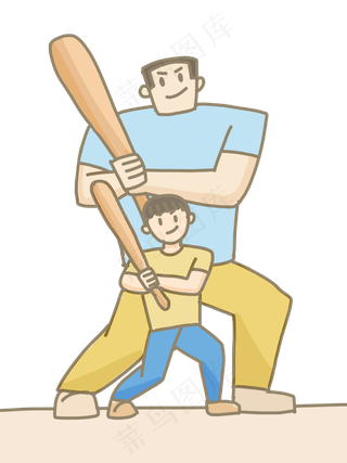 夸张巨大父亲与孩子