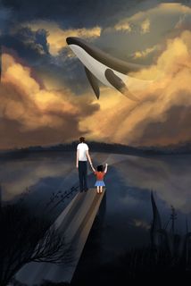 治愈手绘风父子父亲节快乐