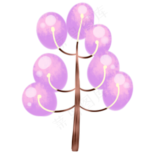 紫色气球树木装饰