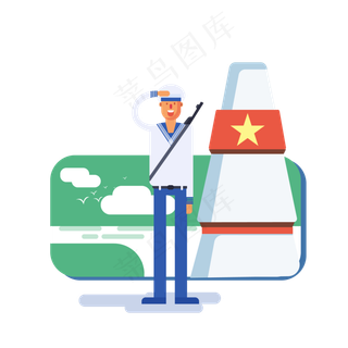 建军节海军军人手绘矢量图