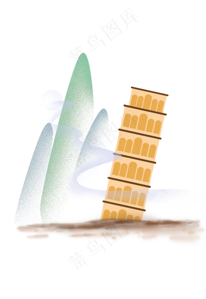 隐于山水之间的斜塔(2000X3000(DPI:300))psd模版下载