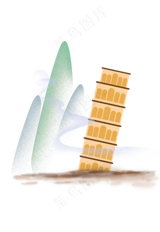 隐于山水之间的斜塔