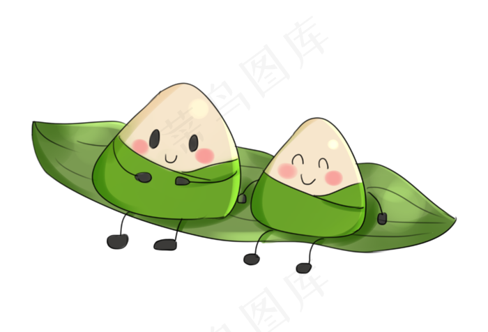 坐在粽叶上的粽子(2942X2000(DPI:300))psd模版下载