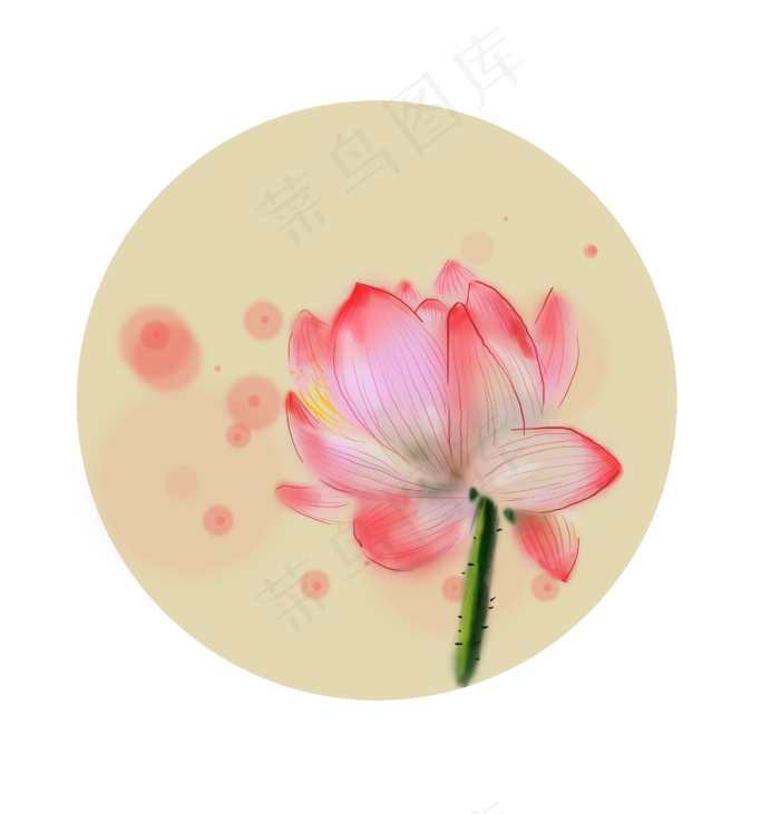 中国水墨手绘荷花(2862X2989(DPI:300))psd模版下载