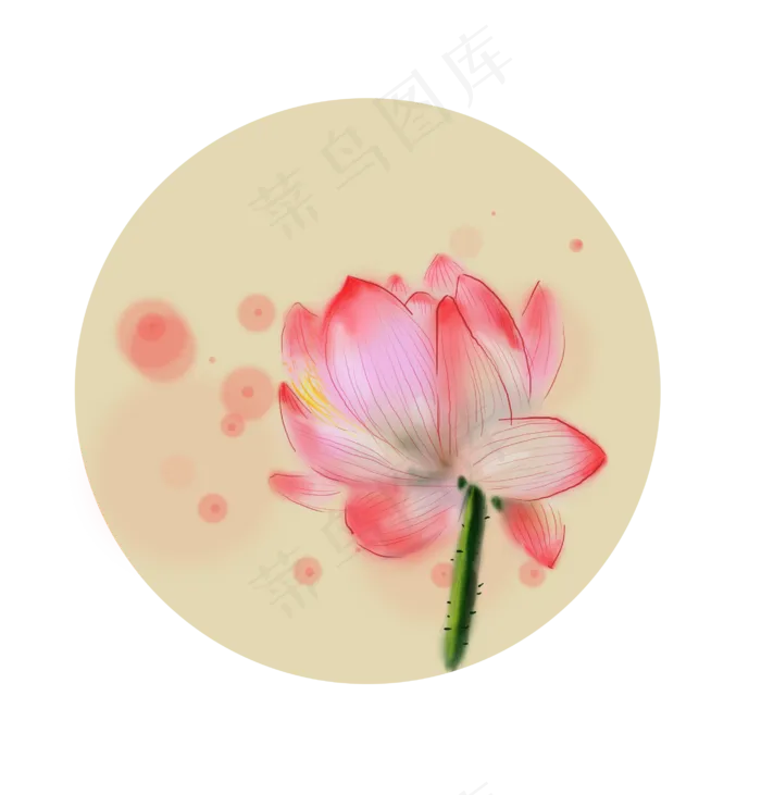 中国水墨手绘荷花(2862X2989(DPI:300))psd模版下载