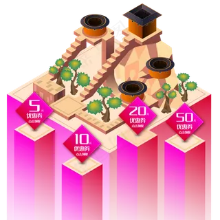 纪念碑谷风福建土楼电商主题,免抠元素