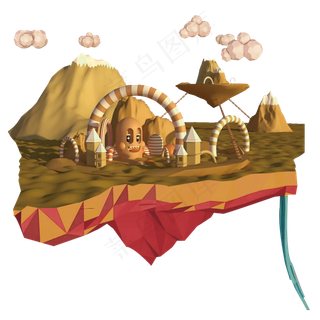 尖顶悬空岛上的游乐场,免抠元素