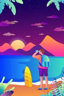 五一出行旅游放假旅行风景渐变手机页面配图 五一出行旅游放假旅行风景渐变手机页面配图