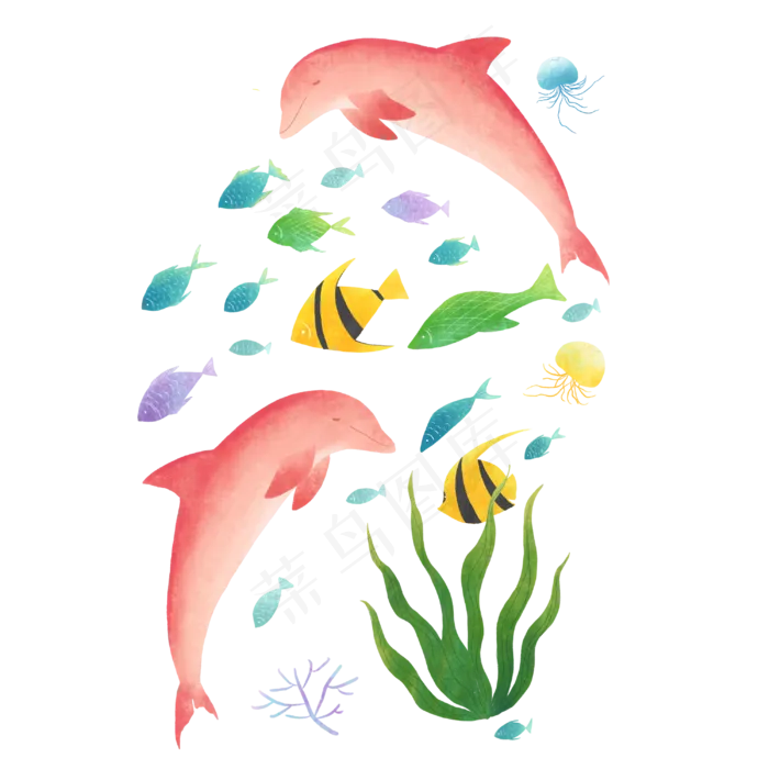夏季海边元素装饰图,免抠元素(3000X3000(DPI:300))psd模版下载