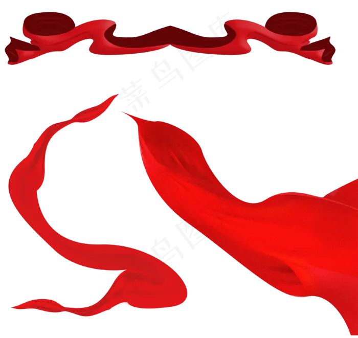 红绸丝绸红色丝带(3255X3074(DPI:300))psd模版下载