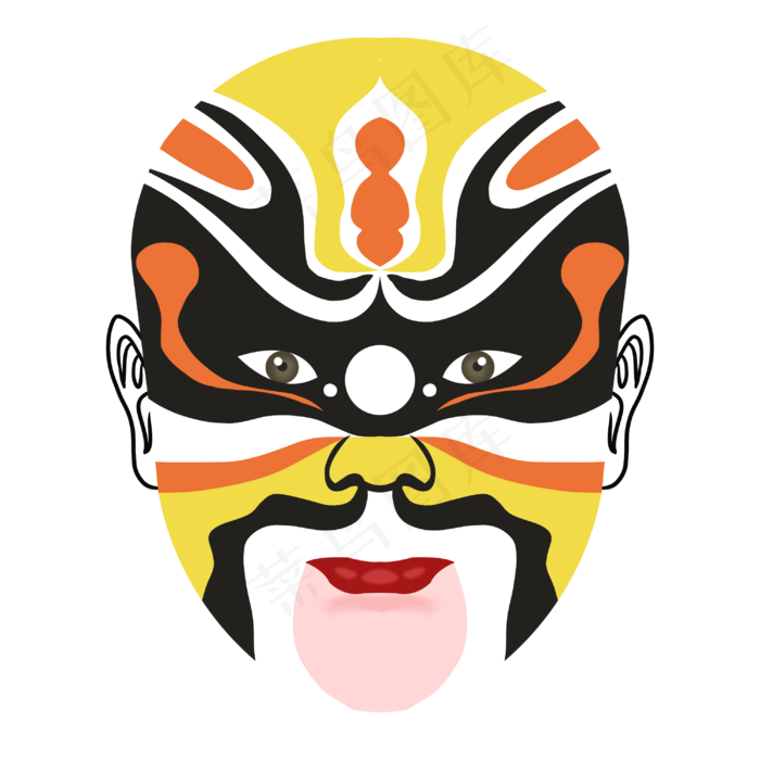 中国风黄色京剧脸谱(3000X3000(DPI:300))psd模版下载