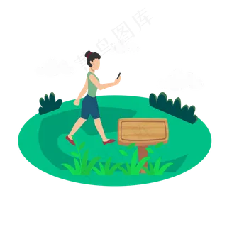 手绘风清明节女士踏青出游元素