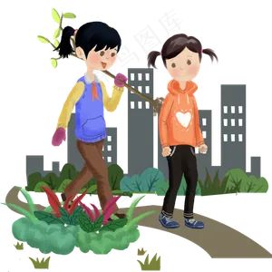 植树节拿树苗的女孩