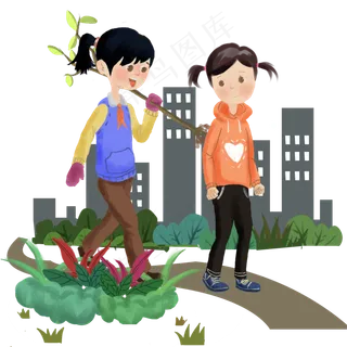 植树节拿树苗的女孩