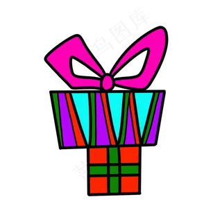 圣诞节红绿彩色蝴蝶结礼物纸盒PNG,免抠元素