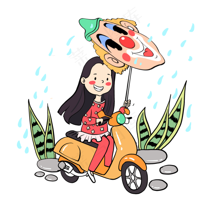 愚人节骑行路上PNG免抠