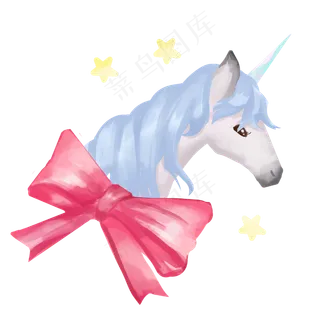 水彩蓝色独角兽