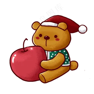 手绘圣诞节的平安果PNG免抠素材