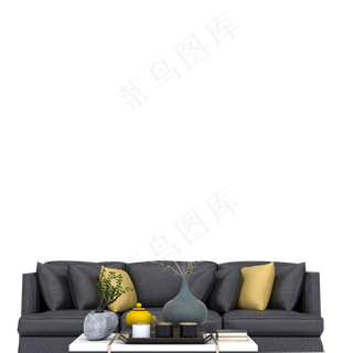 卡通黑色的家居沙发免抠图