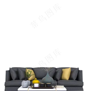 卡通黑色的家居沙发免抠图
