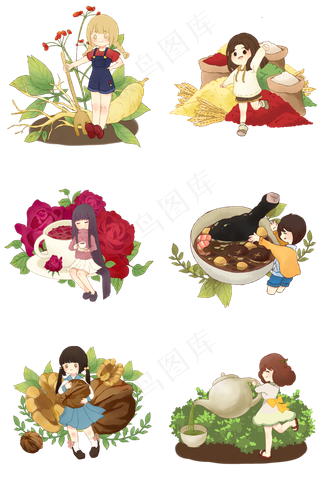 养生滋补食物人参五谷杂粮玫瑰花