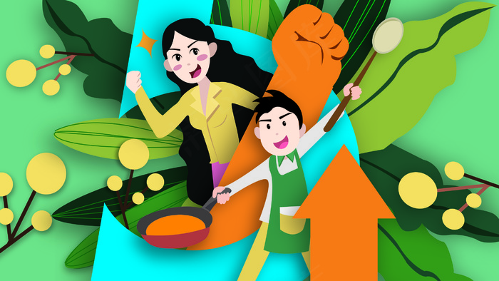 绿色系扁平风五四青年节配图